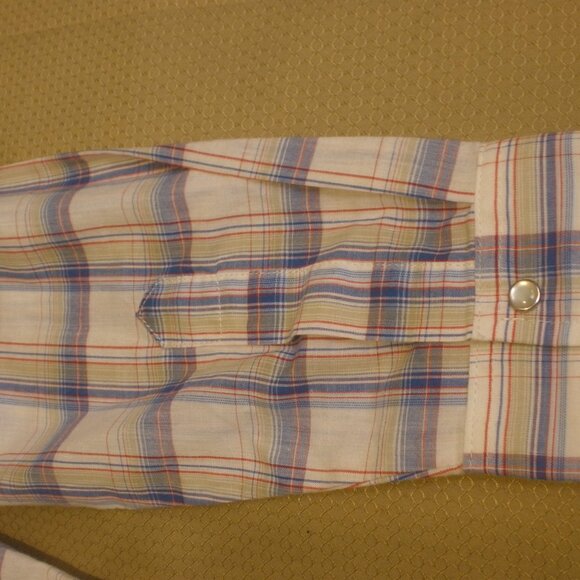 Wrangler Pearl Snap Vintage 90s Button Up Mens Shirt Size S Yoked Long Sleeve - Picture 10 of 10